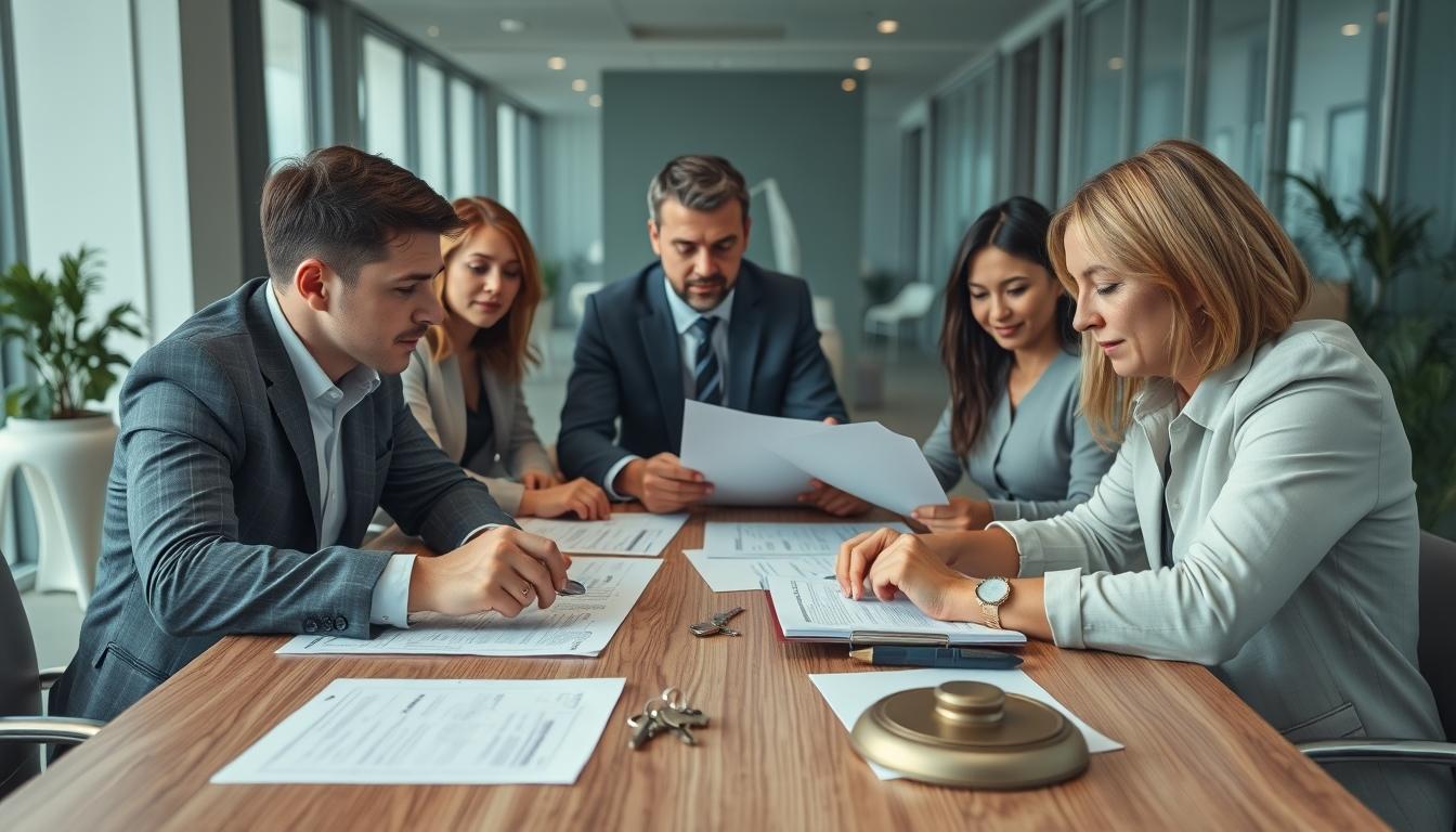Family reviewing legal documents